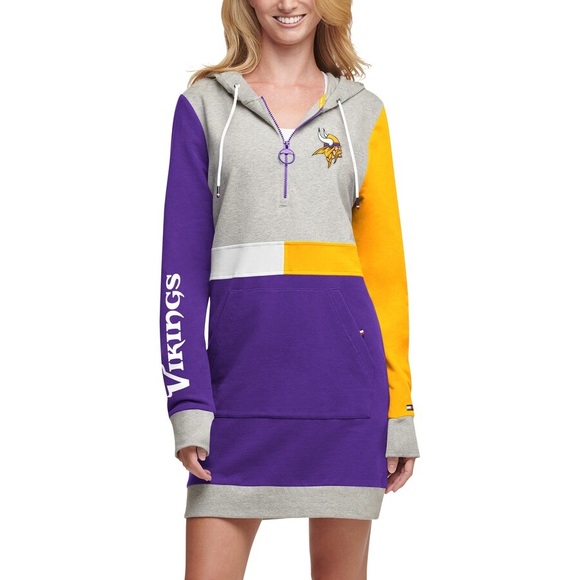 NFL Dresses & Skirts - NFL x Tommy Hilfiger - Vikings hooded color block dress.